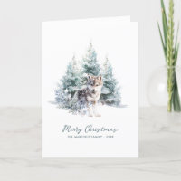 Forêt de pins de bois Loup Joyeux Noël plié