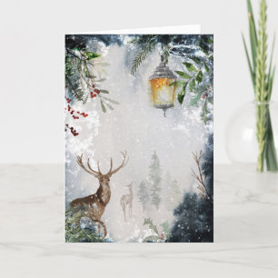 Cartes Pour Fêtes Annuelles Forêt de rennes Pittoresque moderne Noël neigeux
