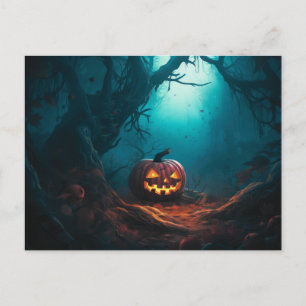 Cartes Pour Fêtes Annuelles Forêt déplaisante avec Jack O' Lanterns Halloween