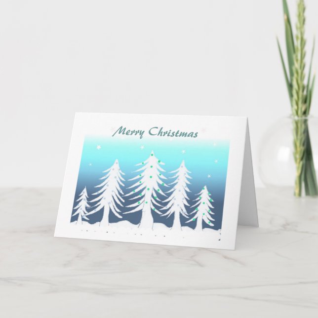 Cartes Pour Fêtes Annuelles Forêt des arbres de Noël blancs (Devant)