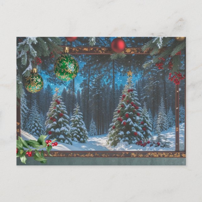 Cartes Pour Fêtes Annuelles Forêt d'hiver de Noël (Devant)