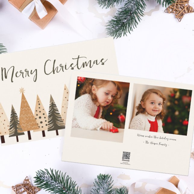 Cartes Pour Fêtes Annuelles Forêt d'hiver Neutre Deux photos Noël (Créateur téléchargé)