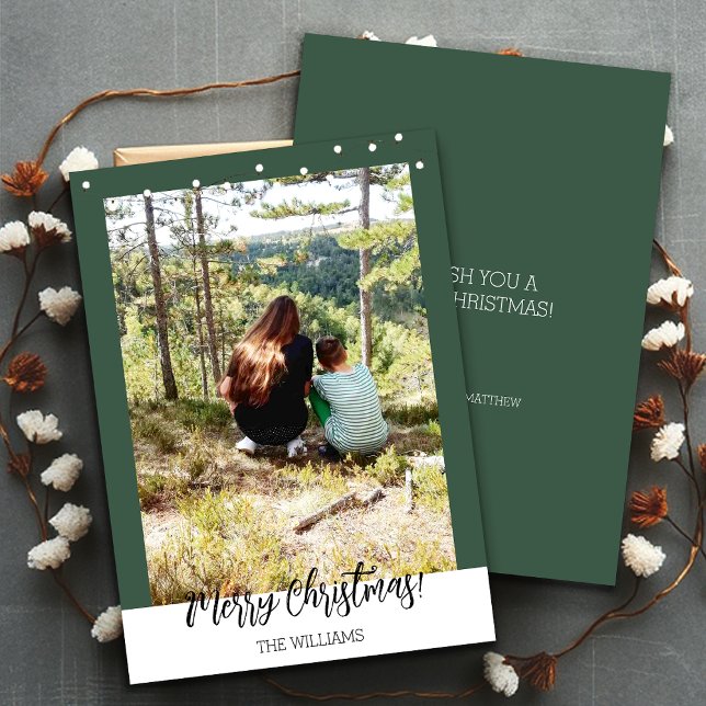 Cartes Pour Fêtes Annuelles Forêt encadrée de Noël Vert (Créateur téléchargé)