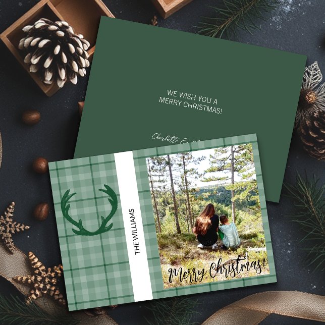 Cartes Pour Fêtes Annuelles Forêt encadrée de Noël Vert (Créateur téléchargé)