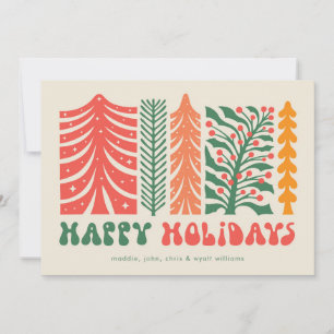 Cartes Pour Fêtes Annuelles Forêt festive rétro