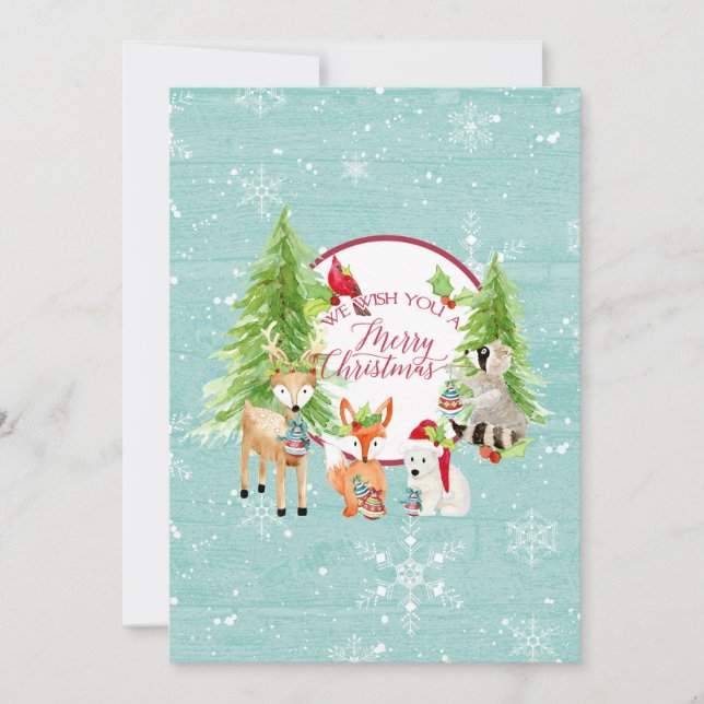 Cartes Pour Fêtes Annuelles Forêt forestière Joyeux Noël Photographie moderne (Devant)