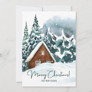 Cartes Pour Fêtes Annuelles Forêt hivernale classique à l'aquarelle Joyeux Noë