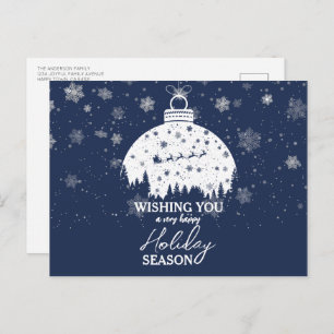 Cartes Pour Fêtes Annuelles Forêt neigeuse Noël Ornement blanc Père Noël Sleig