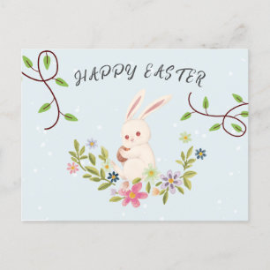 Cartes Pour Fêtes Annuelles Forêt rose pâle Petit Lapin Joyeux Pâques