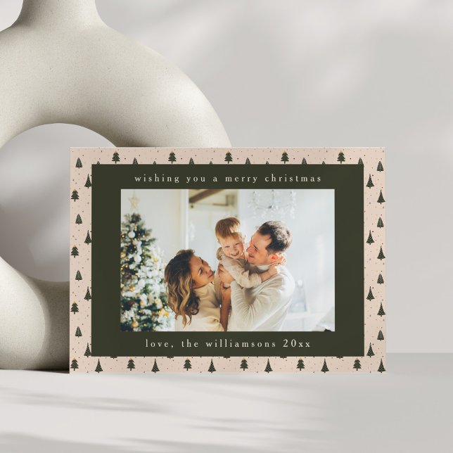 Cartes Pour Fêtes Annuelles Forêt rustique arbres de Noël verts Deux photos (Créateur téléchargé)