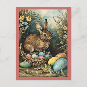 Cartes Pour Fêtes Annuelles Forêt vintage d'oeufs de Pâques de lapin