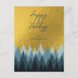 Cartes Pour Fêtes Annuelles Forêts Arbres Golden Paysage Joyeux Vacances