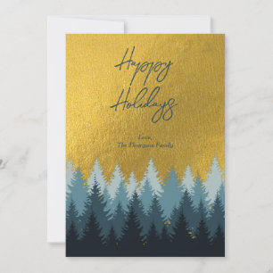Cartes Pour Fêtes Annuelles Forêts Arbres Golden Paysage Joyeux Vacances