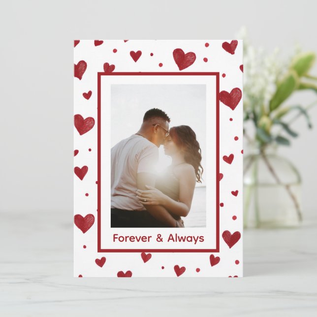 Cartes Pour Fêtes Annuelles Forever & Always Valentine's Day Custom Card (Debout devant)