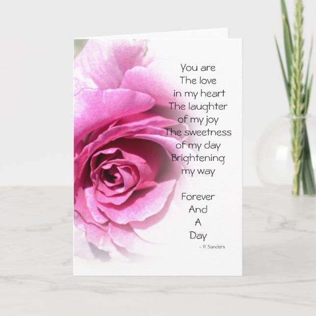 Cartes Pour Fêtes Annuelles Forever and A Day Poem with Rose (Devant)