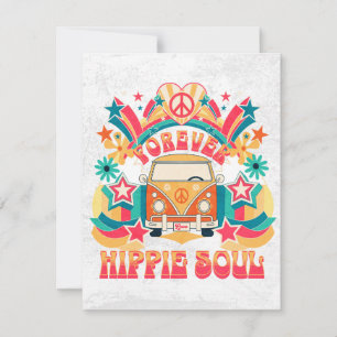 Cartes Pour Fêtes Annuelles Forever Hippie Soul - Bus coloré