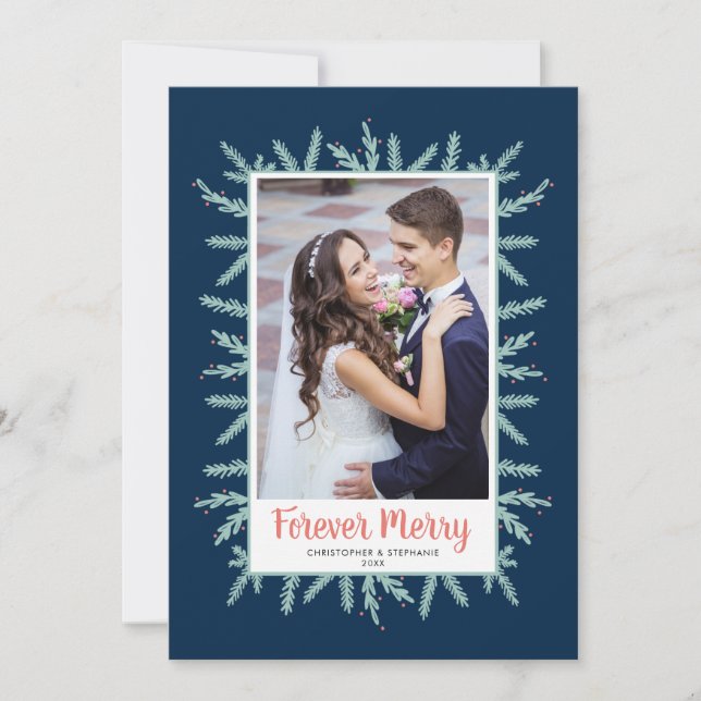 Cartes Pour Fêtes Annuelles Forever Joyeux Newlyweds Photo Noël (Devant)
