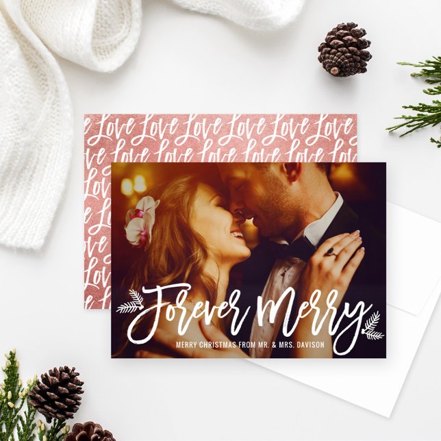 Cartes Pour Fêtes Annuelles Forever Joyeux Rose Gold Mariage photo (Créateur téléchargé)