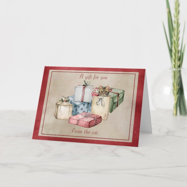 Cartes Pour Fêtes Annuelles Forfait Cute Chat en Noël (Devant)