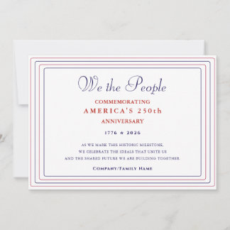 Cartes Pour Fêtes Annuelles Formal We the People America 250 Semiquincentennia