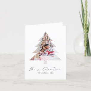Cartes Pour Fêtes Annuelles Forme d'arbre moderne Photos Joyeux Noël