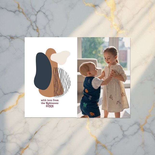 Cartes Pour Fêtes Annuelles Formes Abstraites modernes photo de vacances (Modern Abstract Shapes Holiday Photo Card)