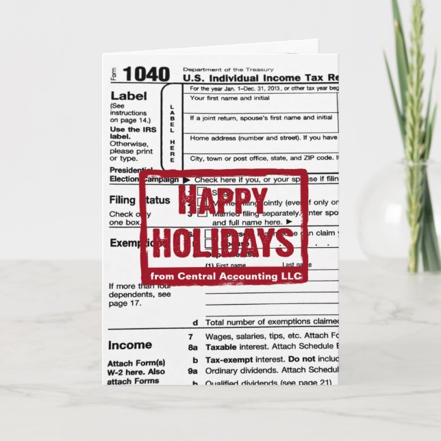 Cartes Pour Fêtes Annuelles Formulaire de déclaration de revenus Joyeuses Fête (Devant)