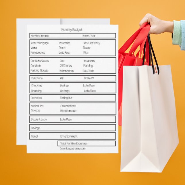 Cartes Pour Fêtes Annuelles Formulaires Budget mensuel. Suivez vos dépenses me (Créateur téléchargé)