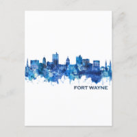 Fort Wayne Indiana Skyline Blue