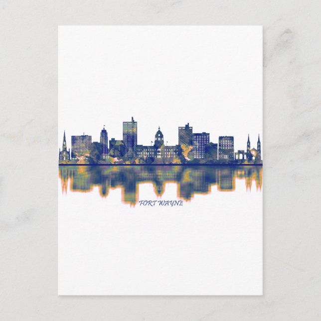 Cartes Pour Fêtes Annuelles Fort Wayne Skyline (Devant)