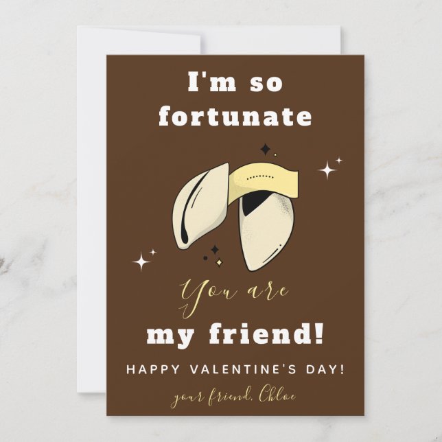Cartes Pour Fêtes Annuelles Fortune Cookie Friend Valentine's Day Cute Brown (Devant)