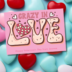 Cartes Pour Fêtes Annuelles Fou en amour la Saint Valentin rétro
