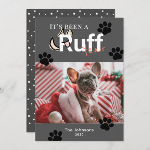 Cartes Pour Fêtes Annuelles Fouetter année gris foncé chien photo Noël