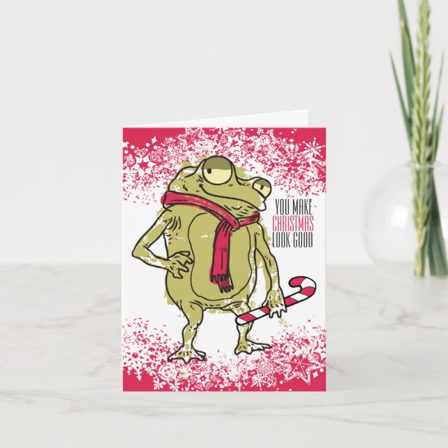 Cartes Pour Fêtes Annuelles Foulard de grenouille tricot crochet fait à la mai (Devant)