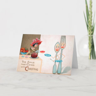 Cartes Pour Fêtes Annuelles Fourche et cuillère en bois victorien vintage