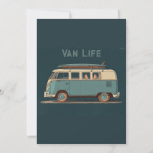 Cartes Pour Fêtes Annuelles Fourgonnette de Surf Vintage – Design de Camionnet