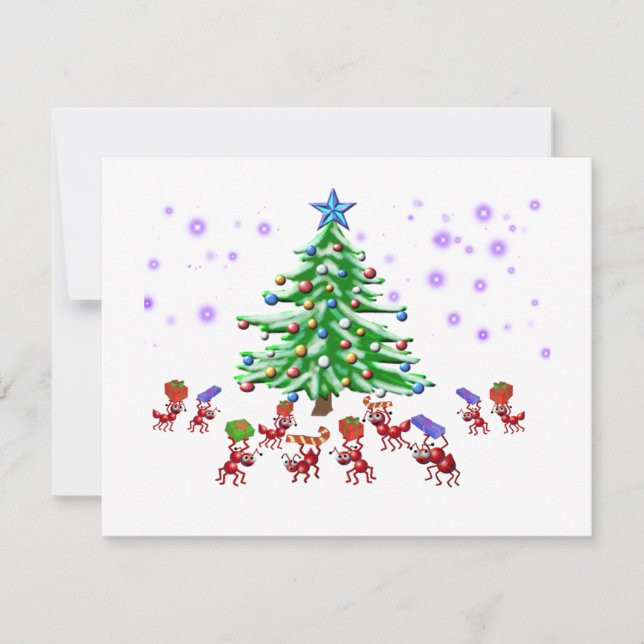 Cartes Pour Fêtes Annuelles Fourmi-ticipation de Noël (Devant)