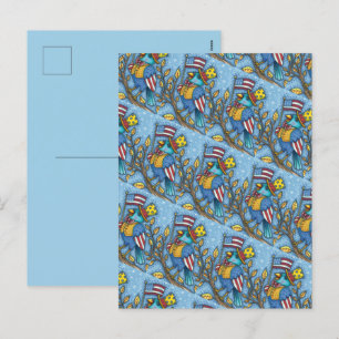 CARTES POUR FÊTES ANNUELLES FOURTH OF JULY BLUEBIRD TWEET, AMERICAN FLAG USA