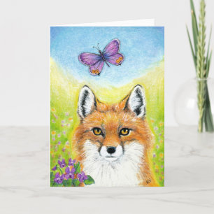 Cartes Pour Fêtes Annuelles Fox et Butterfly