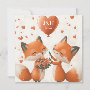 Cartes Pour Fêtes Annuelles Fox Love Design avec Initiales personnalisables
