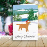 Cartes Pour Fêtes Annuelles Fox Red Labrador Christmas Winter View<br><div class="desc">Fox Red Labrador Christmas Winter View Carte de vacances pour les amoureux de les chiens qui aiment Labradors. Belle Fox Red Labrador Silhouette design avec Santa Hat. Neige et arbres à feuillage persistant. Créé par Naomi Ochiai.</div>