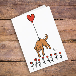 Cartes Pour Fêtes Annuelles Fox Red Labrador Heart Balloon Merci