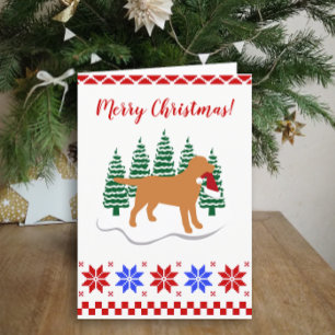 Cartes Pour Fêtes Annuelles Fox Red Labrador Noël Arbres À feuillage persistan