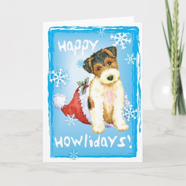 Cartes Pour Fêtes Annuelles Fox Terrier heureux de fil de Howliday (Devant)