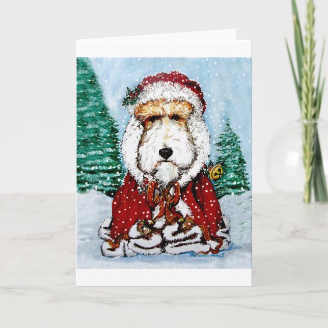 Cartes Pour Fêtes Annuelles Fox Terrier Santa Claus! (Devant)