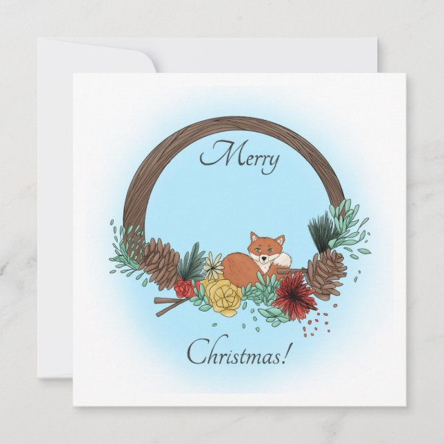 Cartes Pour Fêtes Annuelles Fox Wreath (Devant)