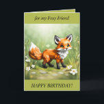 Cartes Pour Fêtes Annuelles Foxy Friend Birthday Card<br><div class="desc">Carte d'anniversaire modifiable avec un ami fox foxy! Le texte est modifiable. Convient aux adultes comme aux enfants. Changez juste le texte.</div>