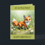 Cartes Pour Fêtes Annuelles Foxy Friend Birthday Card<br><div class="desc">Carte d'anniversaire modifiable avec un ami fox foxy! Le texte est modifiable. Convient aux adultes comme aux enfants. Changez juste le texte.</div>