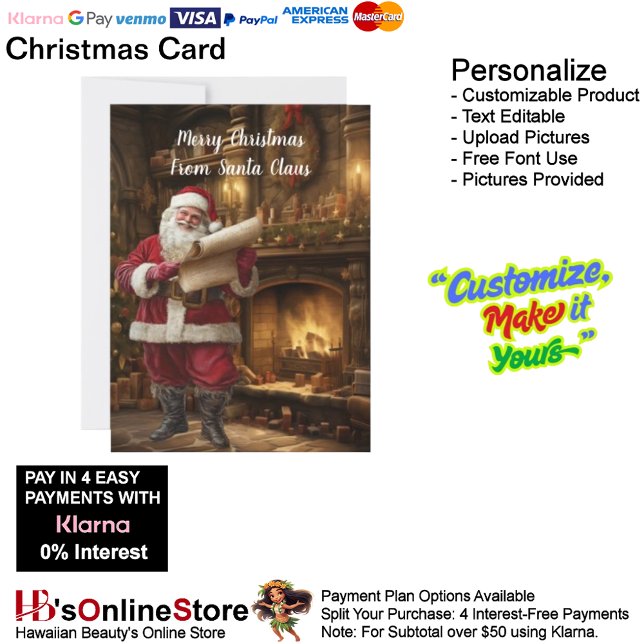 Cartes Pour Fêtes Annuelles Foyer de Noël Cozi Du Père Noël 8 (Cozi Fireplace Christmas Tree From Santa Claus Holiday Card 8.)