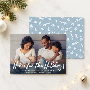 Cartes Pour Fêtes Annuelles Foyer pour les vacances Flocons de neige écriture